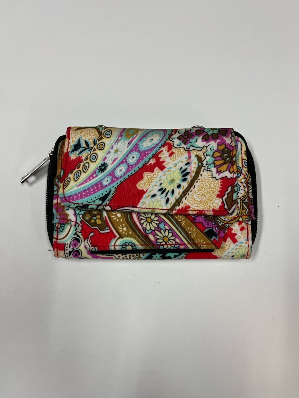 Multicolor Patterned Women's Wallet - Red Floral Paisley